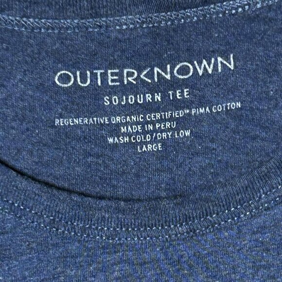 Outerknown Shirt Womens L Blue Sojourn Tee T-Shirt Pocket Pima Cotton Organic - Picture 5 of 10